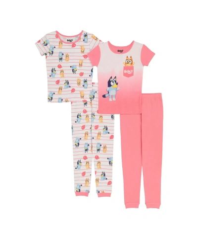 Bluey Kids' Big Girls Cotton Pajama, 4 Piece Set In Assorted