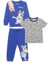 Bluey Boys Toddler 2t-5t 3-piece Printed T-shirt, Short-sleeve T-shirt And Joggers Set In Blue
