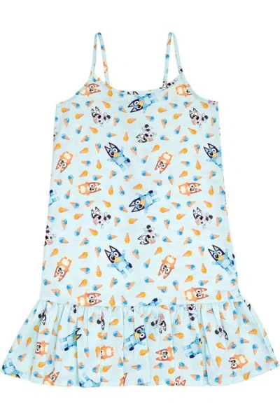 Bluey Kids'  Dress Jumpsuit And 2-piece Shorts Set In Soft Blue  Bingo