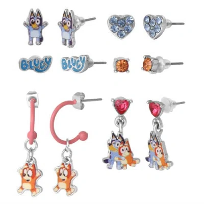 Bluey Earrings Set 6 Pairs Official License, Fashion Studs, Hoops, And  And Bingo Dangle Charm Earrin In Multi