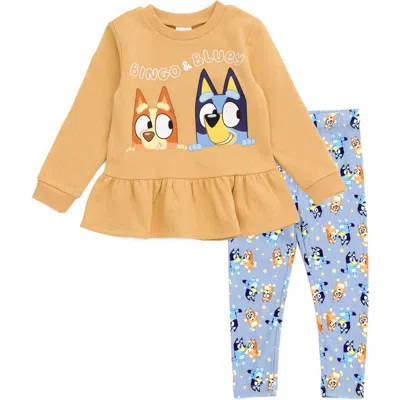 Bluey Kids'  Fleece Sweatshirt And Leggings Set In Gold Blue  Bingo