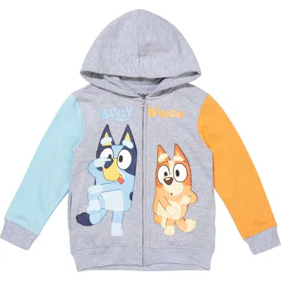 Bluey Kids'  Fleece Zip-up Hoodie In Gray