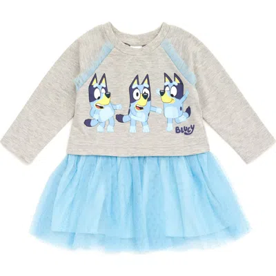 Bluey Kids'  French Terry Mesh Tutu Dress In  Heather Grey