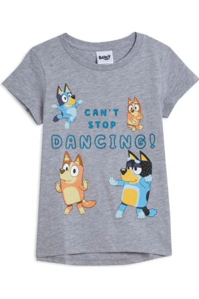 Bluey Kids'  Glitter Graphic T-shirt In Heather Grey