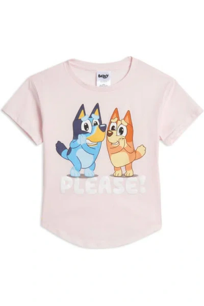 Bluey Kids'  Glitter Graphic T-shirt In Pink  Bingo