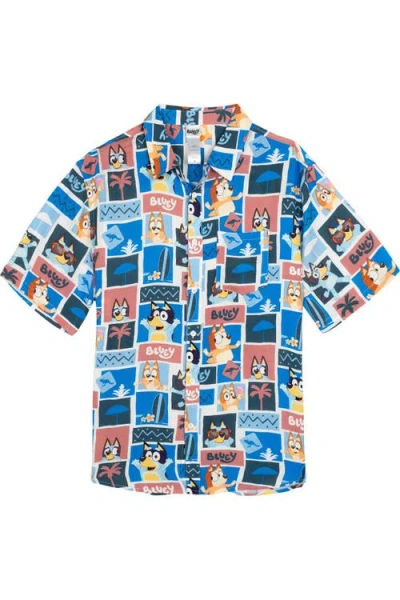 Bluey Hawaiian Short Sleeve Button Down Shirt In Multi