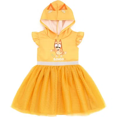 Bluey Kids'  Hooded Dress In Yellow