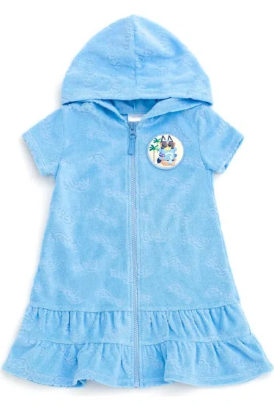 Bluey Kids'  Hooded Swimwear Cover-up In  Light Blue