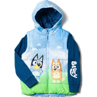 Bluey Kids'  Hooded Zip-up Jacket In  Bingo Navy Blue