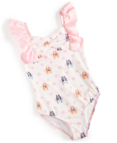 Bluey Kids' Little Girls Printed One-piece Swimsuit In Pink