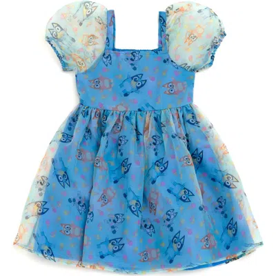 Bluey Kids'  Short Sleeve Party Tutu Dress In  Bingo Blue