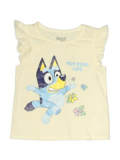 Pre-owned Bluey Kids' Short Sleeve Top Ivory Ruffles Neckline Tops In White