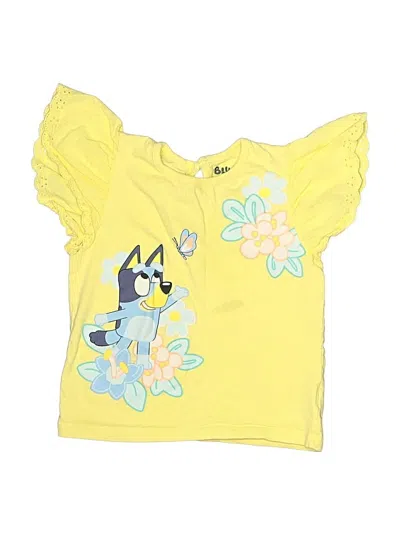 Pre-owned Bluey Kids' Short Sleeve Top Yellow Ruffles Neckline Tops