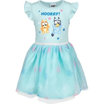 Bluey Kids'  Short Sleeve Tulle Tutu Dress In  Bingo Light Blue