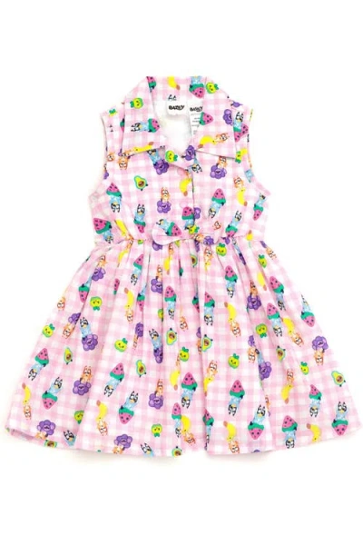 Bluey Kids'  Sleeveless Flare Dress In Pink  Bingo