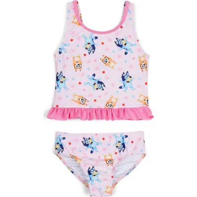 Bluey Kids'  Swimwear 2-piece Tankini And Bottoms Set In  Bingo Pink