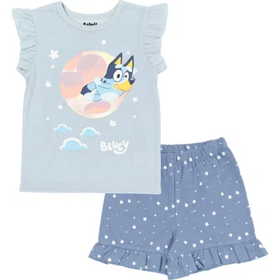 Bluey Kids'  Tee And French Terry Shorts Set In  Starry Blue