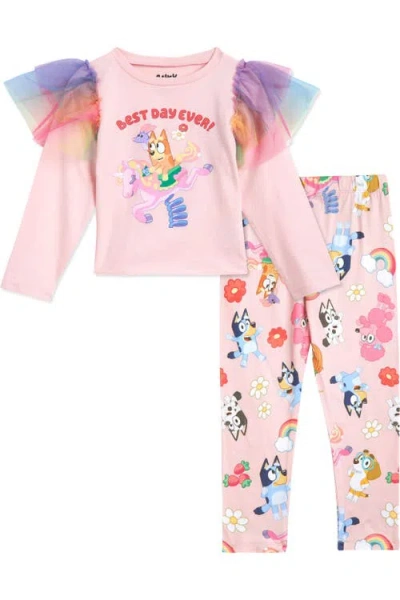 Bluey Kids'  Tee And Tulle Leggings Set In Multi