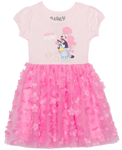 Bluey Kids' Toddler And Little Girls Short Sleeve Coco Dress In Light Pink