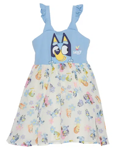 Bluey Kids' Toddler And Little Girls Sleeveless Friends Dress In Blue