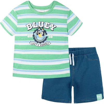 Bluey Kids'  T-shirt And French Terry Shorts Set In Multi