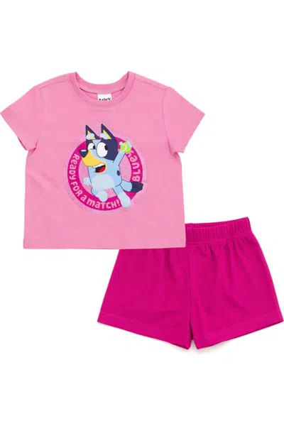 Bluey Kids'  T-shirt And Mesh Shorts Set In Pink