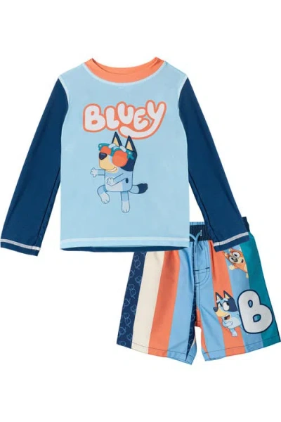 Bluey Babies'  Upf 50+ 2-piece Rash Guard And Swim Trunks Set In Multi
