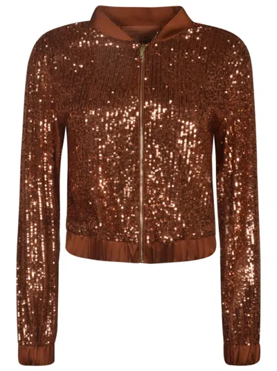 Blugirl All-over Embellished Jacket In Bronze