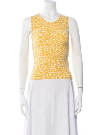 Pre-owned Blugirl Animal Print Crew Neck Top In Yellow