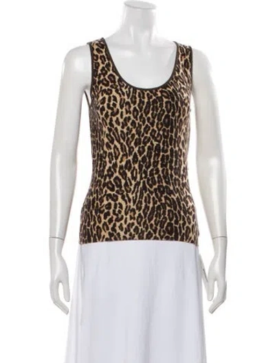Pre-owned Blugirl Animal Print Scoop Neck Top In Multicolor