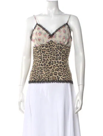 Pre-owned Blugirl Animal Print V-neck Top In Multi