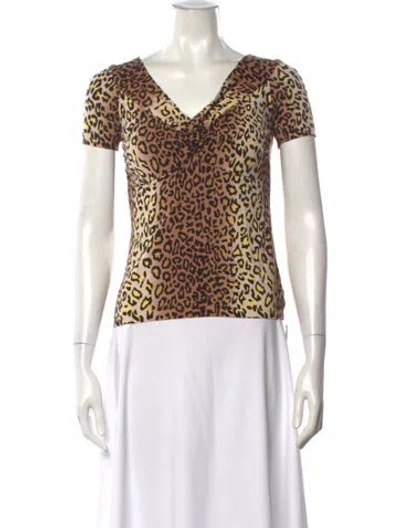 Pre-owned Blugirl Animal Print V-neck Top In Multi