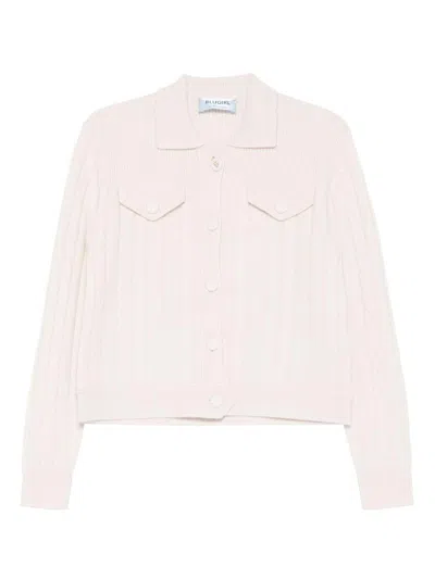 BLUGIRL Beige cable knit cardigan with pointed collar BLUGIRL