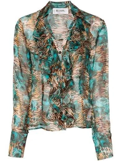 Blugirl Tiger And Floral-print Shirt In Multicolor