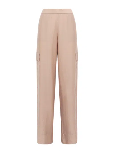 Blugirl Beige Wide-leg Trousers With Lace Inserts And Flap Pockets In Neutral