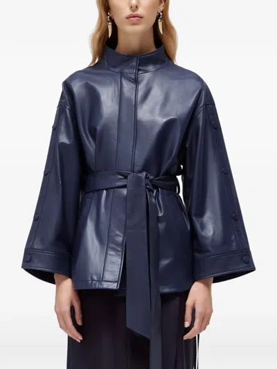 Blugirl Belted Button-sleeve Jacket In Blue