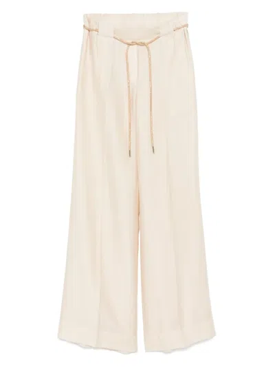 Blugirl Belted Palazzo Trousers In Nude