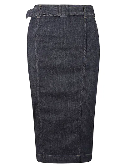 Blugirl Belted Waist Rear Zip Skirt In Blue