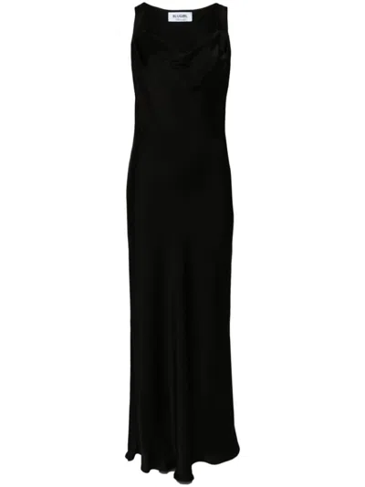 Blugirl Black Satin Finish Draped Design Dress In Black  