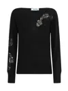 Blugirl Black Sweater With Floral Lace Appliqué Details In Black