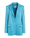 Blugirl Woman Blazer Azure Size 6 Polyester, Elastane In Blue