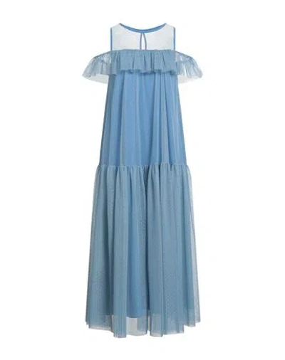 Blugirl Blumarine Woman Long Dress Pastel Blue Size 6 Polyester
