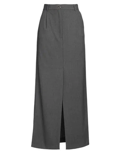 Blugirl Blumarine Woman Maxi Skirt Steel Grey Size 8 Polyester, Viscose, Elastane