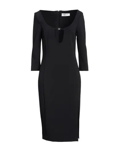 Blugirl Blumarine Woman Midi Dress Black Size 8 Polyester, Elastane