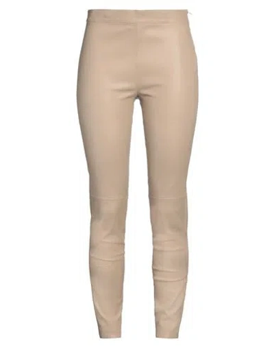 Blugirl Blumarine Woman Pants Sand Size 8 Lambskin In Beige
