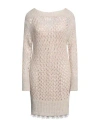 Blugirl Blumarine Woman Short Dress Beige Size M Polyamide, Acrylic, Mohair Wool, Polyester
