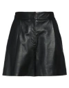 Blugirl Blumarine Woman Shorts & Bermuda Shorts Black Size 8 Lambskin