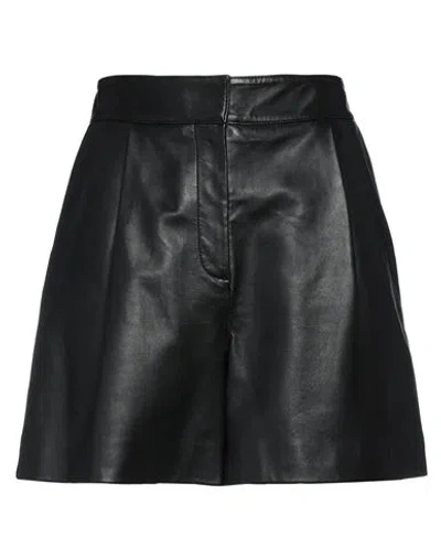 Blugirl Blumarine Woman Shorts & Bermuda Shorts Black Size 10 Lambskin