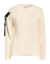 BLUGIRL BLUMARINE BLUGIRL BLUMARINE WOMAN SWEATER CREAM SIZE L COTTON