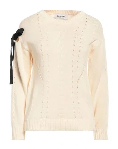 Blugirl Blumarine Woman Sweater Cream Size L Cotton In White